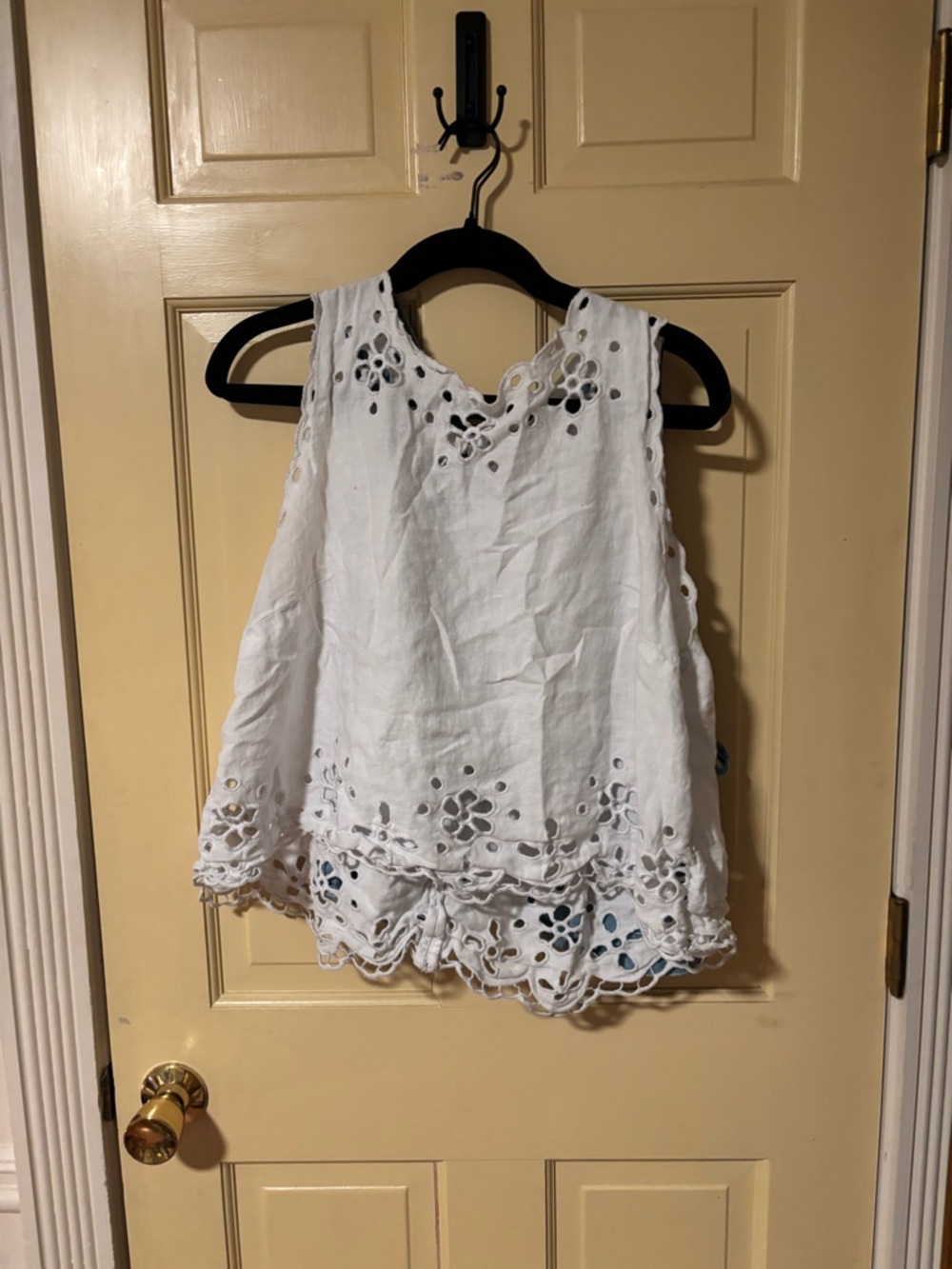 Madewell White Linen Eyelet Sleeveless Camisole